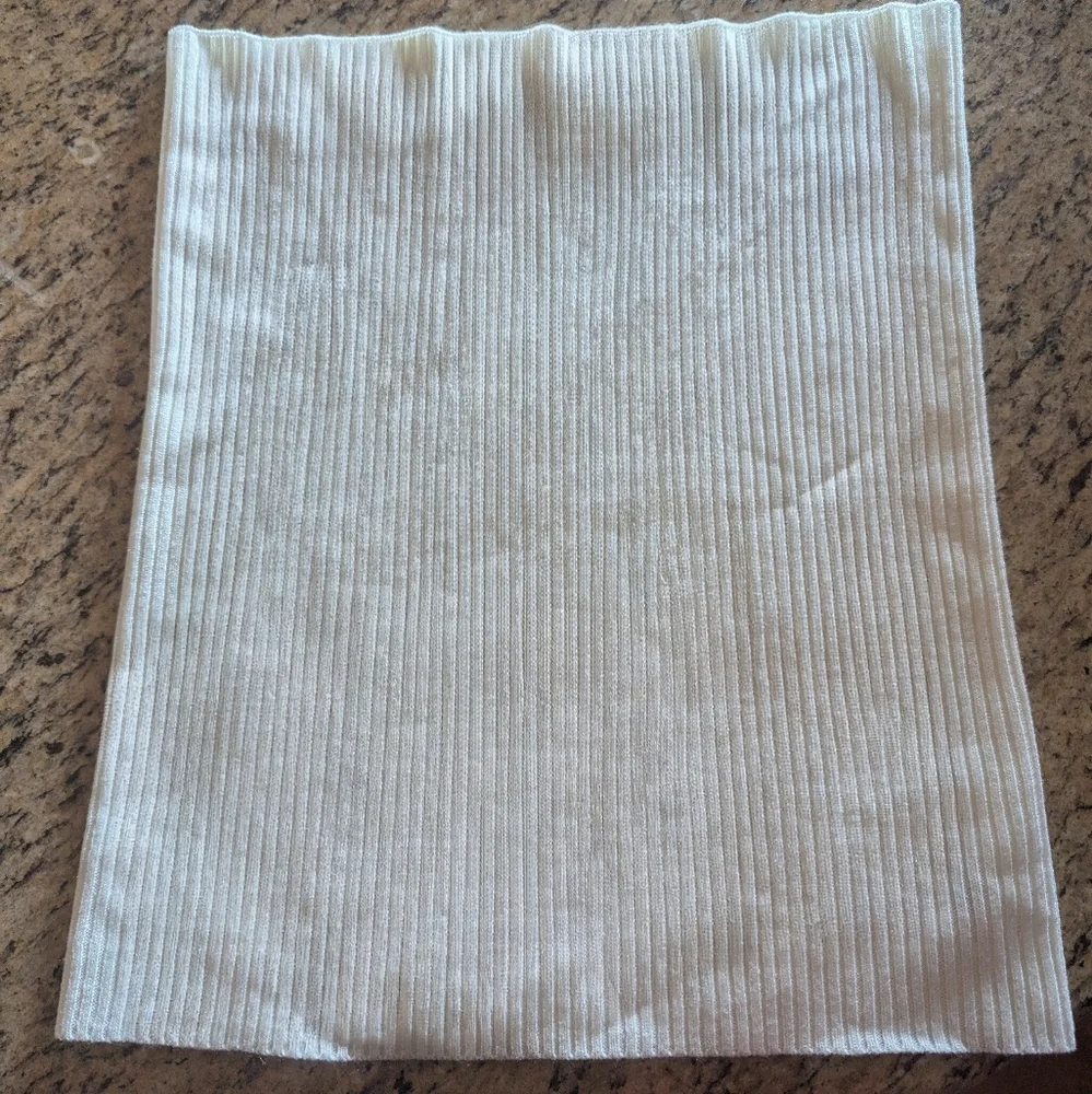 IMAN Ivory Ribbed Cowl Neck Infinity Scarf.